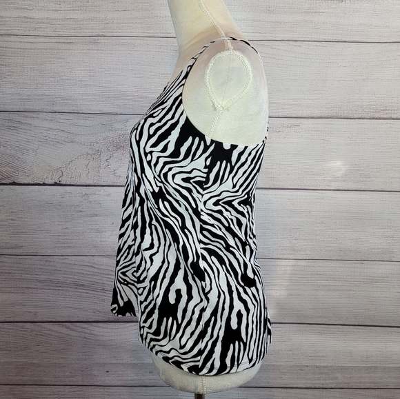 BAR III Stretch Slitted Zip-Back Zebra Print Spaghetti Strap V-Neck Tank Top XXS - Picture 5 of 12